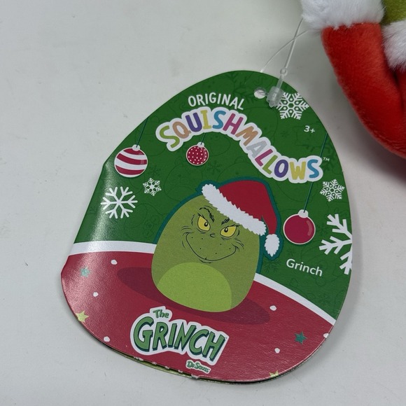 Squishmallows Dr. Seuss The Grinch 5" Christmas Plush Green Santa Hat NEW - Picture 3 of 5